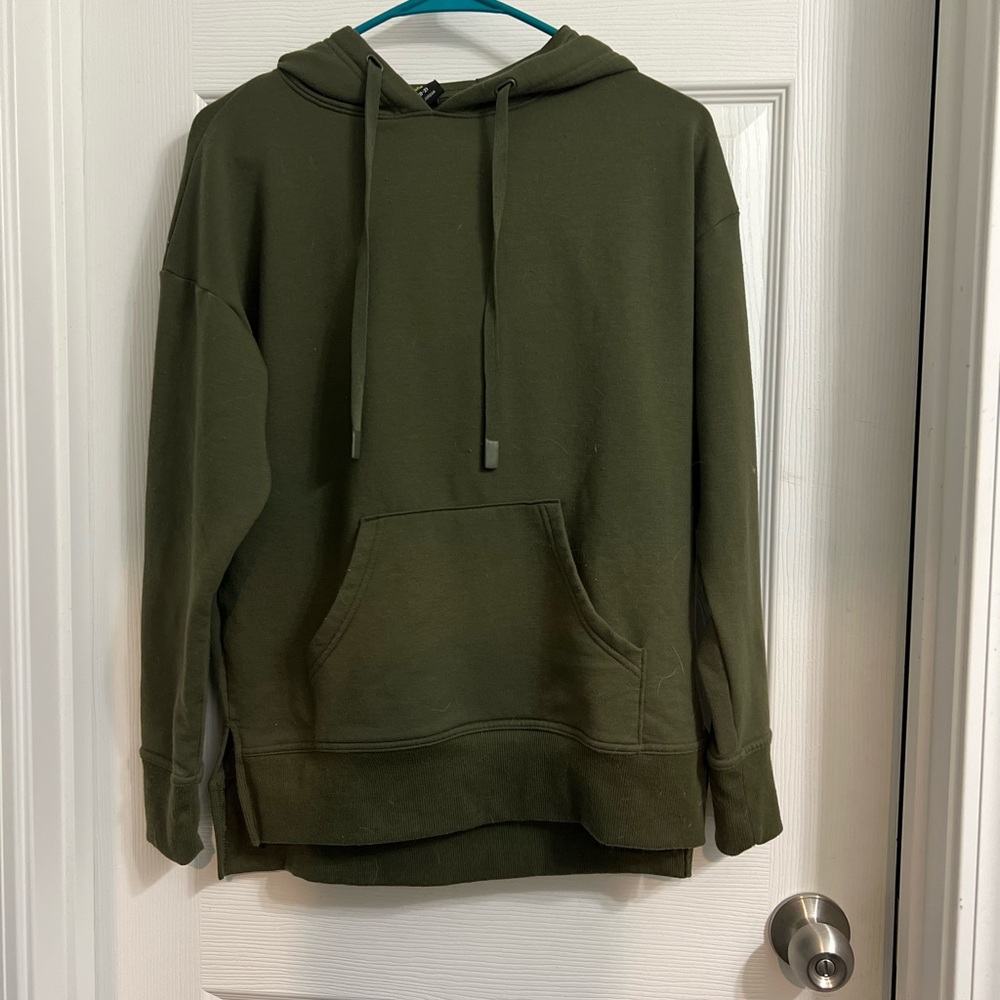 Woman’s Olive Green Hooded Pullover Sweatshirt